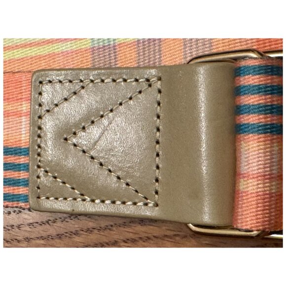 Vineyard Vines Punch Plaid Woven Belt Size M Plaid-Lemon Tart NEW - Picture 7 of 8